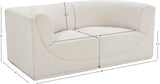 Ollie Boucle Fabric Two-Seater Sofa with Armrest
