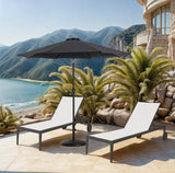 Fiji Water Resistant Fabric And Aluminum Patio Umbrella With Base Set
