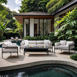 Portofino Resilient Water Repellent Fabric Upholstered Outdoor Patio Loveseat