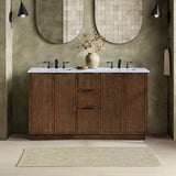 Willard 60" White Engineered Stone And Solid Wood Bathroom Vanity