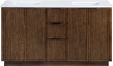 Willard 60" White Engineered Stone And Solid Wood Bathroom Vanity