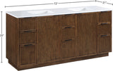Willard 72" White Engineered Stone And Solid Wood Bathroom Vanity