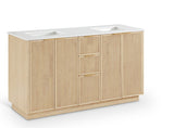 Willard 60" White Engineered Stone And Solid Wood Bathroom Vanity