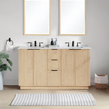 Willard 60" White Engineered Stone And Solid Wood Bathroom Vanity