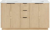 Willard 60" White Engineered Stone And Solid Wood Bathroom Vanity