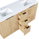 Willard 60" White Engineered Stone And Solid Wood Bathroom Vanity