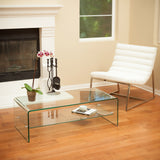 Waterfall Glass Coffee Table with Shelf