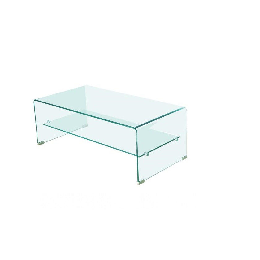 Waterfall Coffee Table with glass top shelf