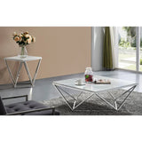 Justine Marble Chrome Coffee Table (Faux Marble)