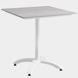 Maine 28" Outdoor Patio Dining Table in White Light Gray