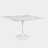 Lippa 48" Square Artificial Marble Dining Table in White