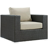 Sojourn 5 Piece Outdoor Patio Sunbrella® Sectional Set in Canvas Antique Beige