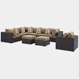 Convene 9 Piece Outdoor Sectional Set in Espresso Mocha