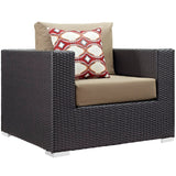 Convene 9 Piece Outdoor Sectional Set in Espresso Mocha