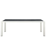 Stance 90.5" Outdoor Patio Aluminum Dining Table in White Gray