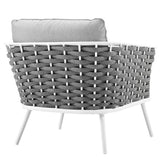 Stance 3 Piece Outdoor Aluminum Sectional Sofa Set in White Gray