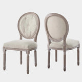Arise Vintage French Upholstered Fabric Dining Side Chair Set of 2