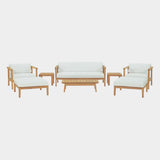 Bayport 8 Piece Outdoor Patio Teak Set in Natural White