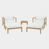 Bayport 5 Piece Outdoor Patio Teak Set in Natural White