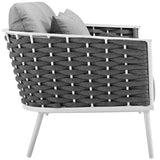 Stance 4 Piece Outdoor Aluminum Sectional Sofa Set in White Gray