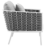 Stance 4 Piece Outdoor Aluminum Sectional Sofa Set in White Gray