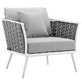 Stance 6 Piece Outdoor Aluminum Sectional Sofa Set in White Gray