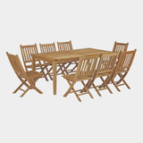 Marina 9 Piece Outdoor Patio Teak Dining Set in Natural