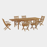 Marina 7 Piece Outdoor Patio Teak Dining Set in Natural