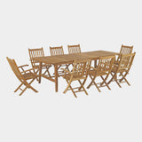 Marina 9 Piece Outdoor Patio Teak Dining Set in Natural