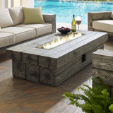 Manteo 70" Rectangular Outdoor Patio Fire Pit Table in Light Gray