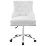 Regent Tufted Button Swivel Faux Leather Office Chair in White