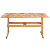 Hatteras 59" Rectangle Outdoor Patio Eucalyptus Wood Dining Table in Natural