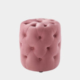 Amour Tufted Button Round Performance Velvet Ottoman
