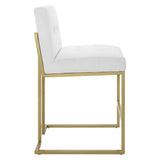 Privy Gold Stainless Steel Upholstered Fabric Counter Stool