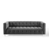 Mesmer Channel Tufted Button Performance Velvet Sofa
