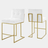 Privy Gold Stainless Steel Upholstered Fabric Counter Stool Set of 2