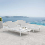 Charleston Outdoor Patio Aluminum Chaise Lounge Chair Set of 2 in White Gray