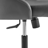 Distinct Tufted Swivel Vegan Leather Office Chair in Black Gray