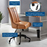 Empower Channel Tufted Vegan Leather Office Chair in Black Tan