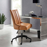 Empower Channel Tufted Vegan Leather Office Chair in Black Tan