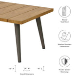 Meadow Outdoor Patio Teak Wood Coffee Table in Natural Taupe