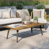 Meadow Outdoor Patio Teak Wood Coffee Table in Natural Taupe