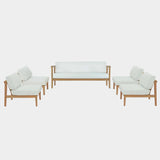 Bayport 5 Piece Outdoor Patio Teak Set in Natural White