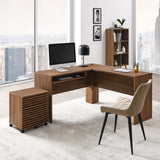 Render Wood Desk and File Cabinet Set in Walnut