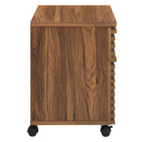 Render Wood Desk and File Cabinet Set in Walnut