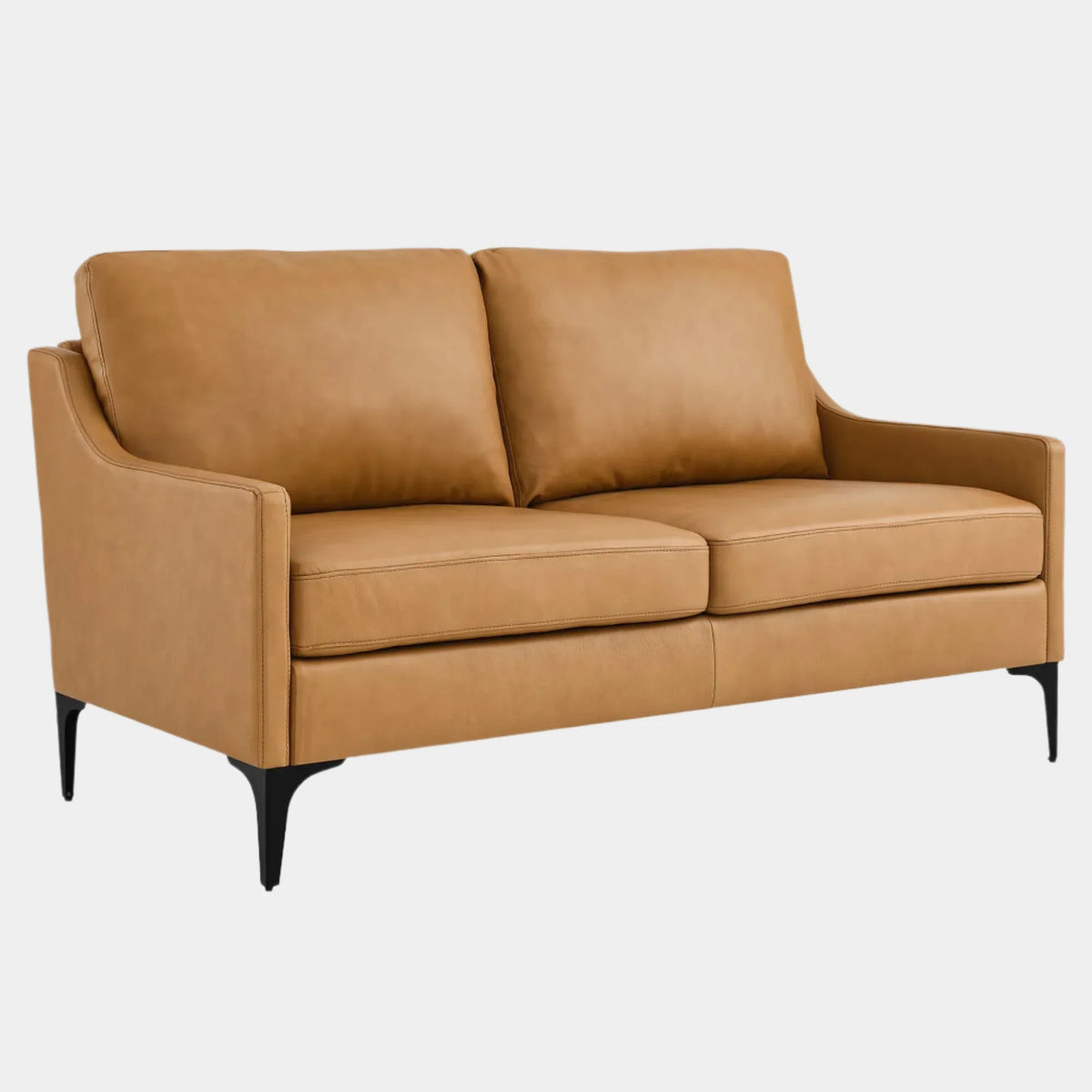 Corland Leather Loveseat in Tan