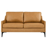 Corland Leather Loveseat in Tan
