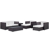 Venice 8 Piece Outdoor Patio Sofa Set in Espresso White