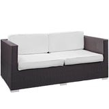 Venice 8 Piece Outdoor Patio Sofa Set in Espresso White