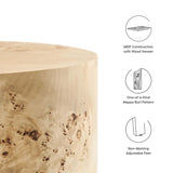 Cosmos 16" Round Burl Wood Side Table